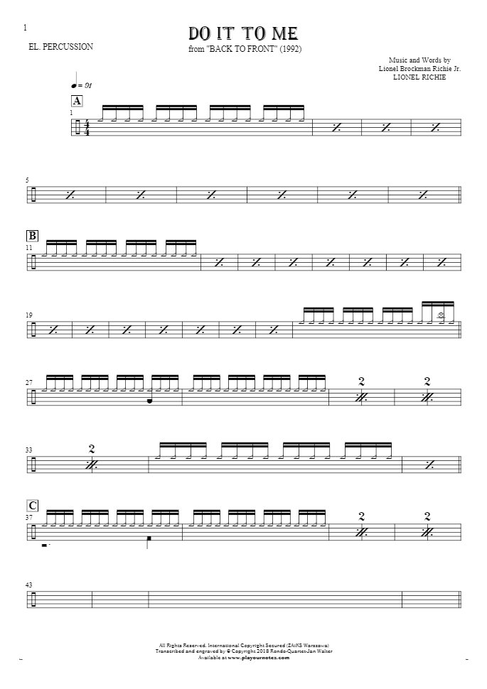 Do It To Me - Notes for electronic percussion - percussion instruments