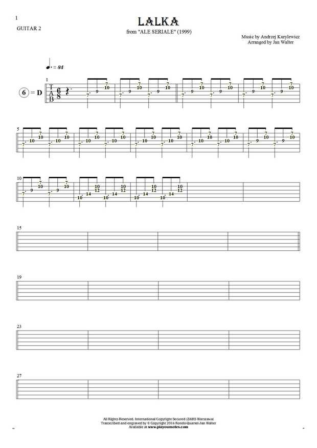 The Doll - Tablature (rhythm values) for guitar - guitar 2 part