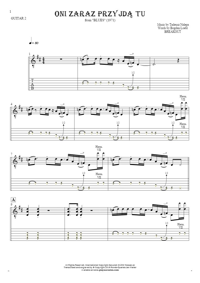 They'll be here any minute - Notes and tablature for guitar - guitar 2 part