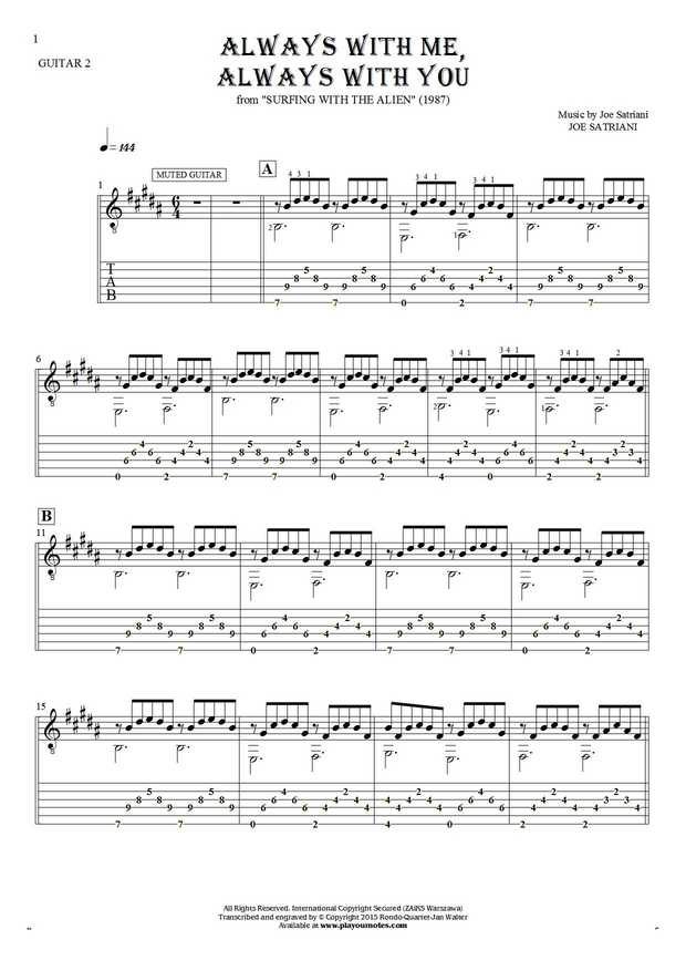 Always With Me, Always With You - Notes and tablature for guitar - guitar 2 part