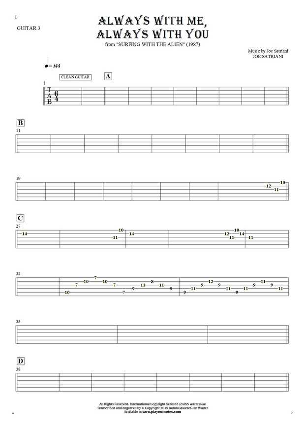 Always With Me, Always With You - Tablature for guitar - guitar 3 part