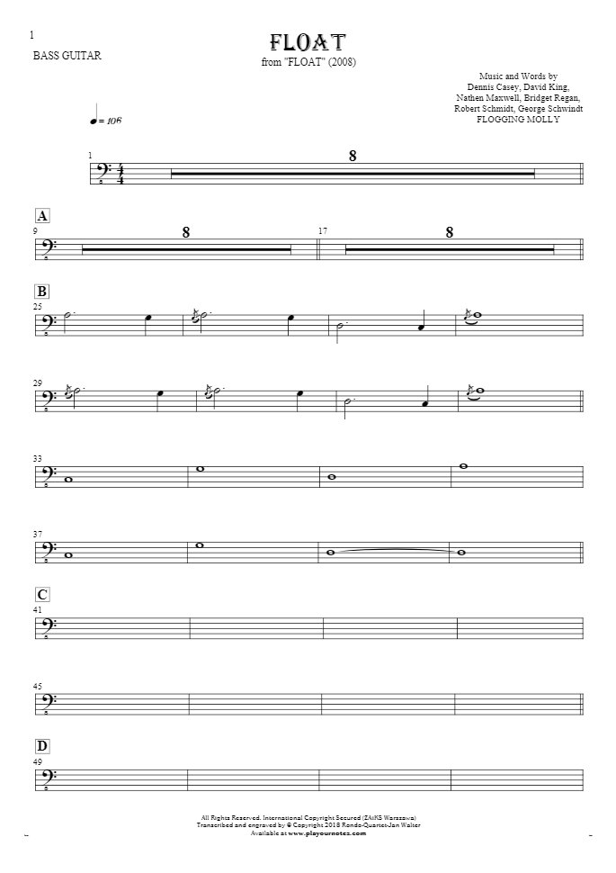 Float - Notes for bass guitar