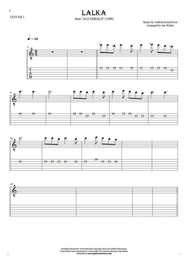 The Doll - Notes and tablature for guitar - guitar 1 part