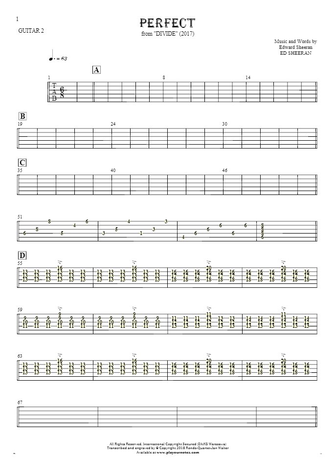Perfect - Tablature for guitar - guitar 2 part
