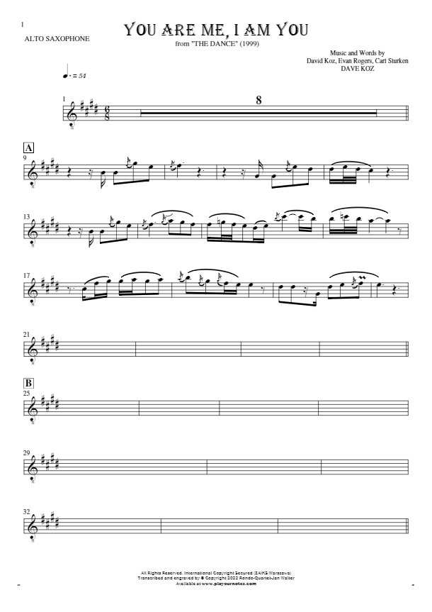 You Are Me, I Am You - Notes for alto saxophone