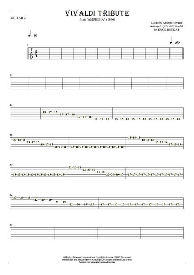Vivaldi Tribute - Tablature for guitar - guitar 2 part
