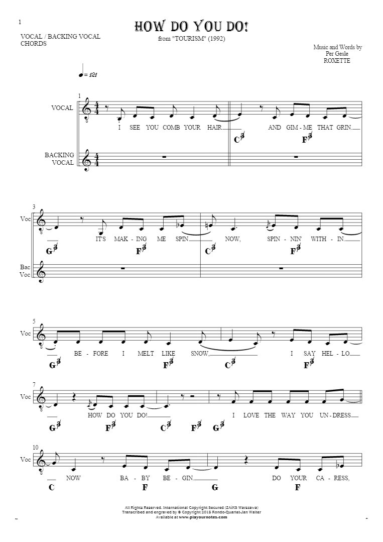 How Do You Do! - Notes, lyrics and chords for vocal with accompaniment