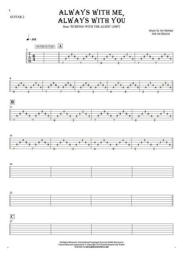 Always With Me, Always With You - Tablature for guitar - guitar 2 part