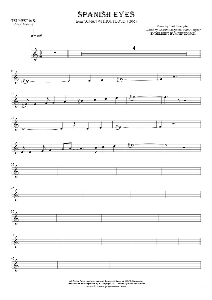 Spanish Eyes - Noten für Trompete - Melodielinie