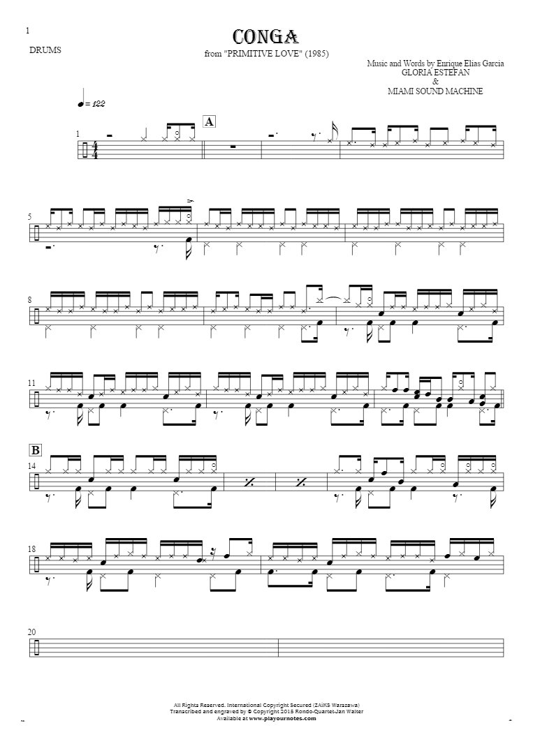 Conga - Notes for drum kit