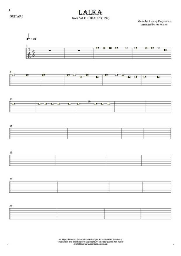 The Doll - Tablature for guitar - guitar 1 part