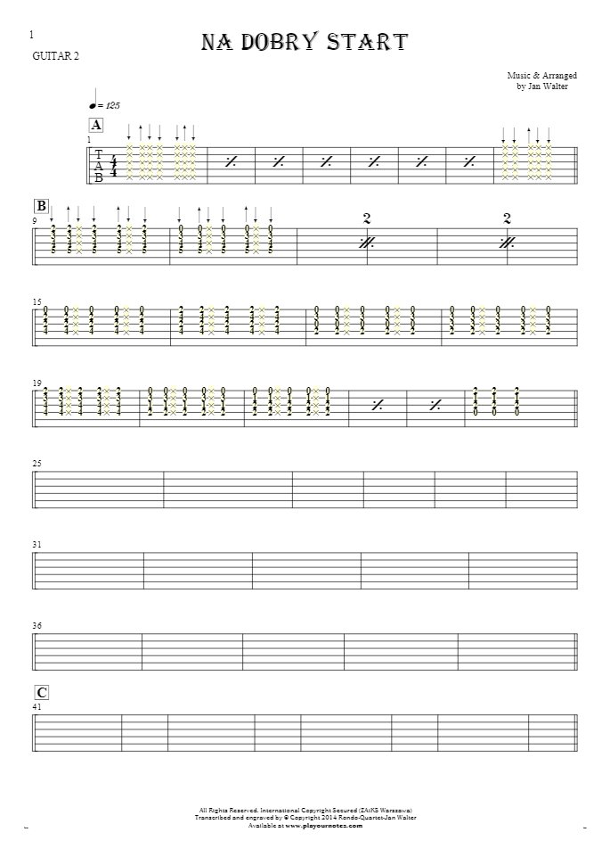 For a good start - Tablature for guitar - guitar 2 part