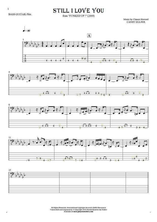 Still I Love You - Notes and tablature for bass guitar (5-str.)