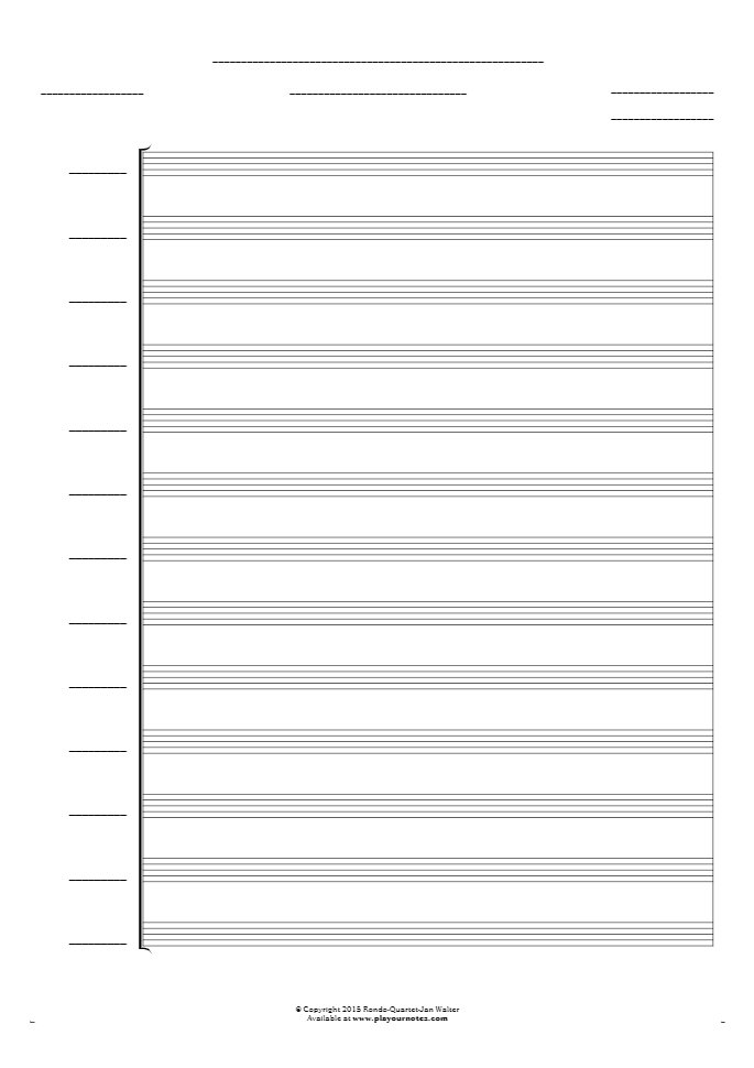Free Blank Sheet Music Score for 13 voices PlayYourNotes