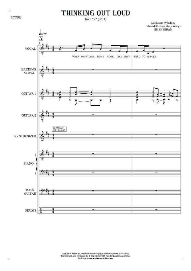 Thinking Out Loud - Score