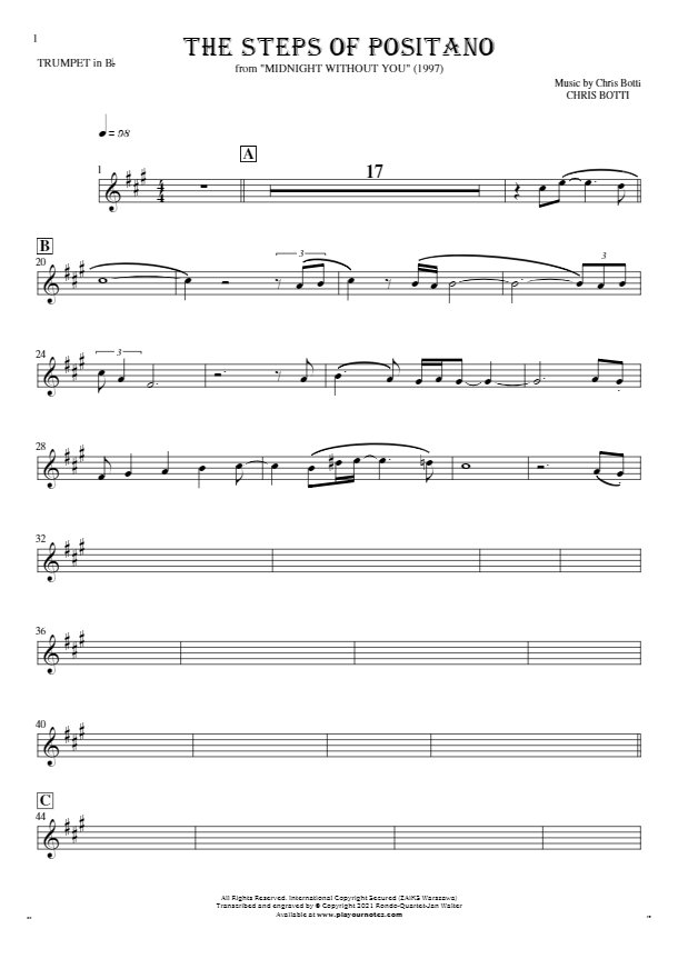 The Steps of Positano - Noten für Trompete