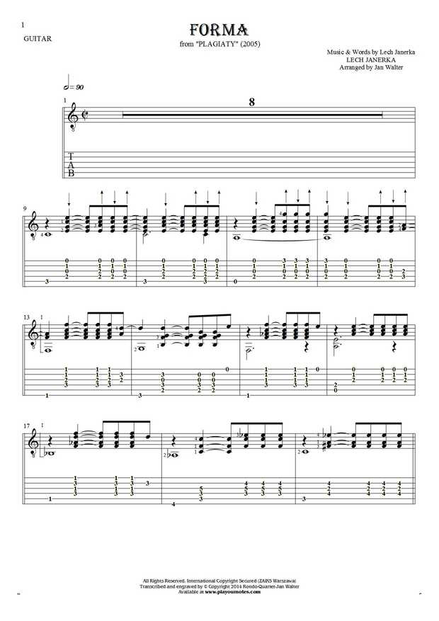 Forma - Notes and tablature for guitar
