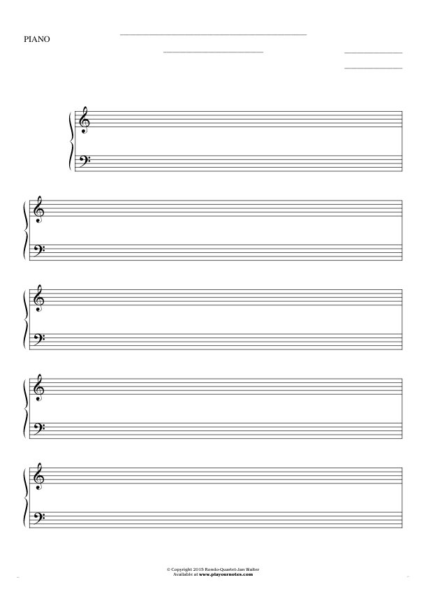 Free Blank Sheet Music - Notes for piano