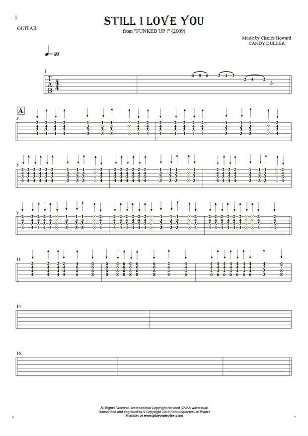 Still I Love You - Tablature for guitar