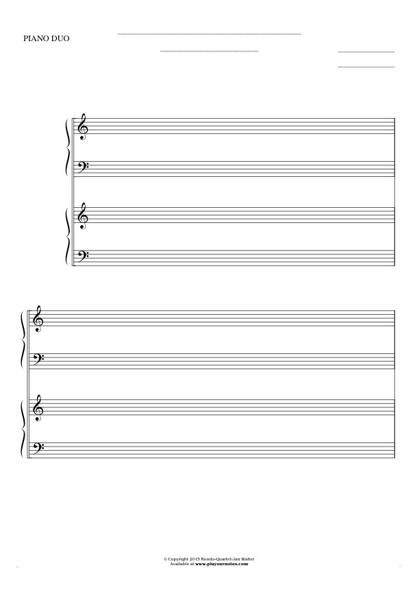 Free Blank Sheet Music - Notes for two pianos