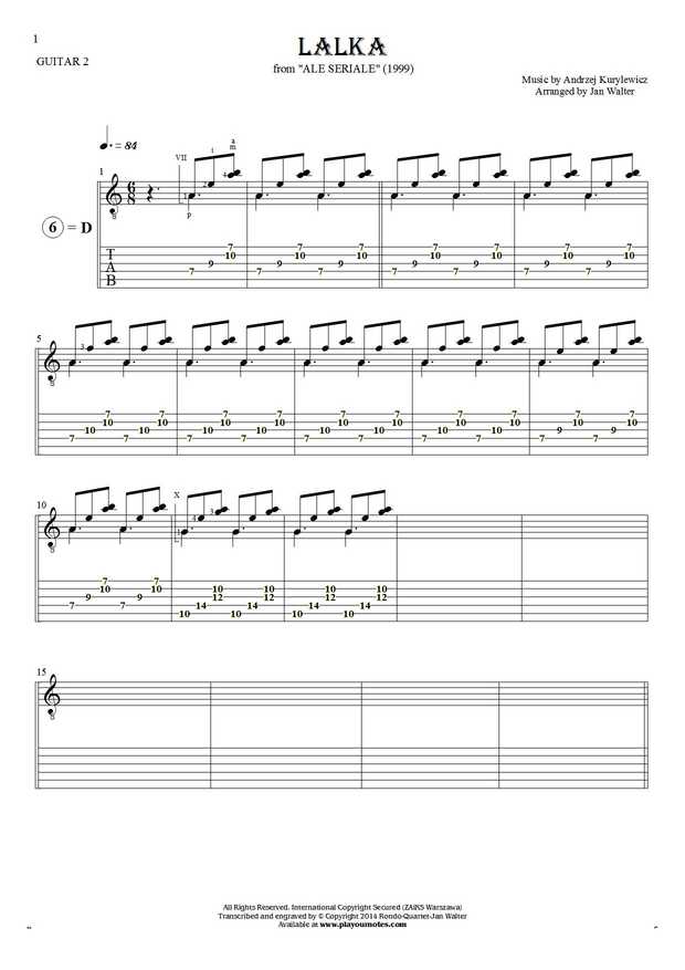 The Doll - Notes and tablature for guitar - guitar 2 part