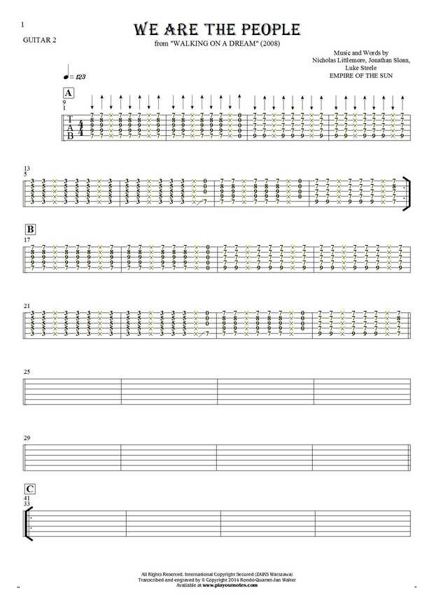 We Are the People - Tablature for guitar - guitar 2 part