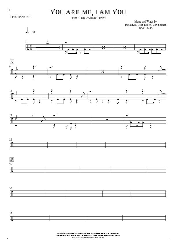 You Are Me, I Am You - Notes for percussion instruments - percussion instruments 1