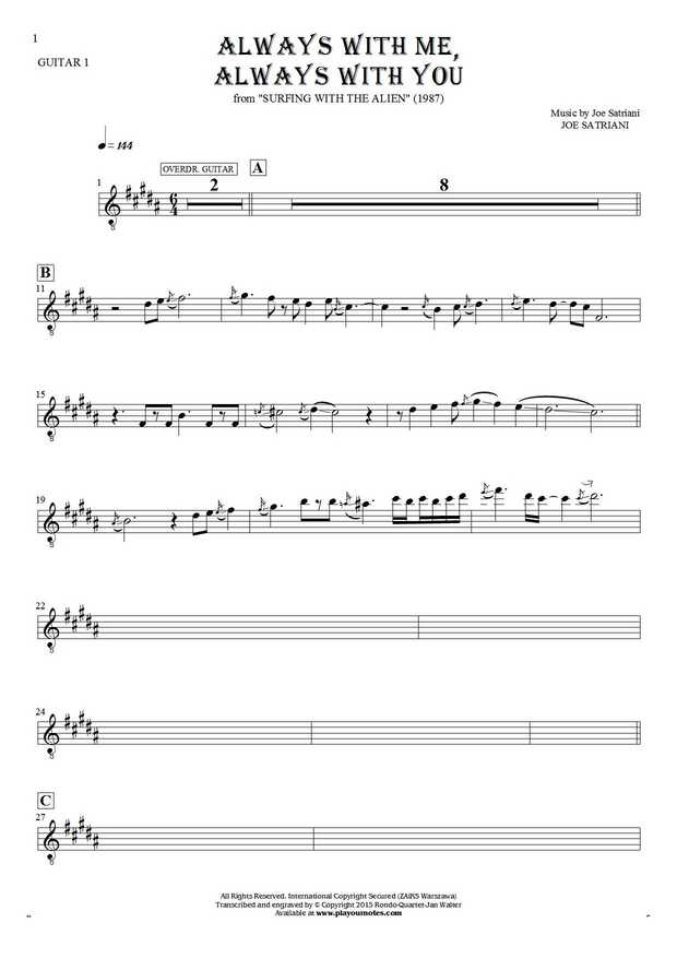 Always With Me, Always With You - Notes for guitar - guitar 1 part