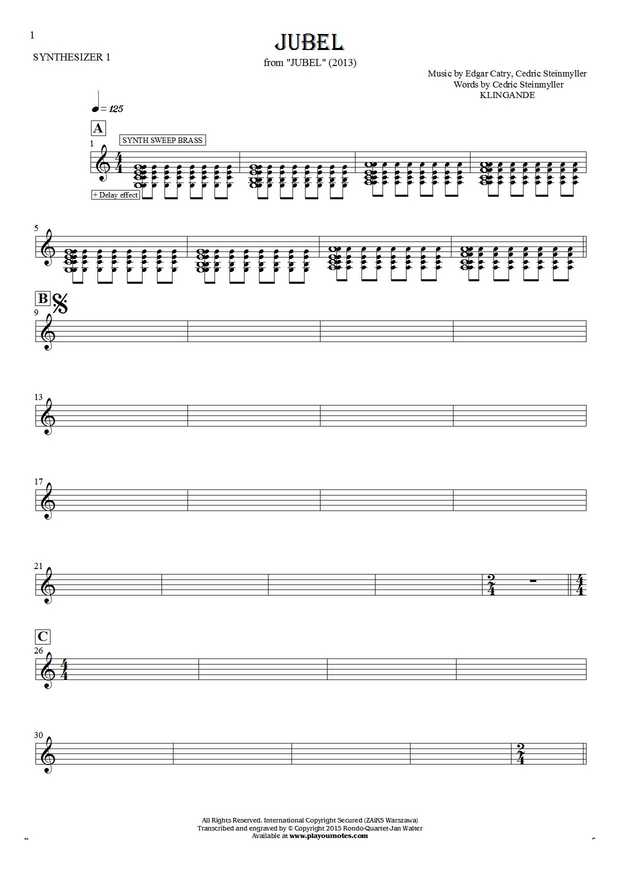 Jubel - Noten für Synthesizer - Synth Brass, Synth Voice