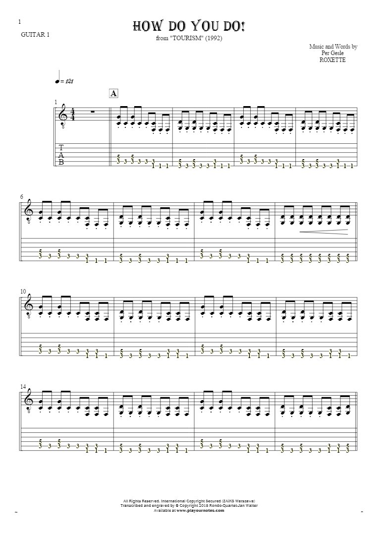 How Do You Do! - Notes and tablature for guitar - guitar 1 part