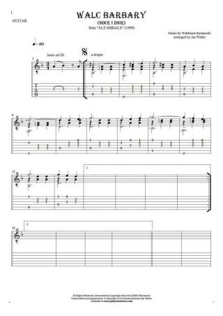 Walc Barbary (Noce i Dnie) - Notes and tablature for guitar solo (fingerstyle)