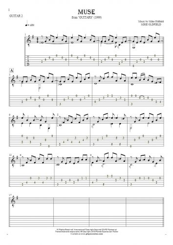 Muse - Notes and tablature for guitar - guitar 2 part