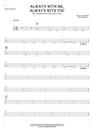 Always With Me, Always With You - Tablature (rhythm values) for bass guitar