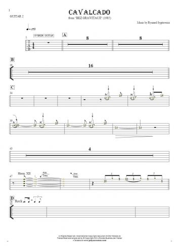 Cavalcado - Tablature (rhythm values) for guitar - guitar 2 part