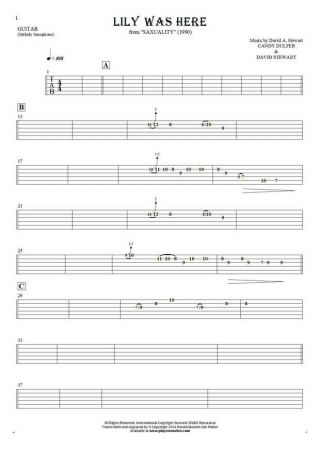 Lily Was Here - Tablature for guitar - saxophone part