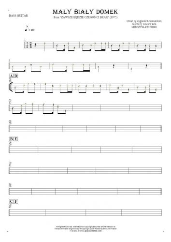 Mały biały domek - Tabulatur (Rhythm Werte) für Bassgitarre