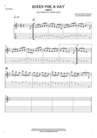 Queen For A Day (part 2) - Noten und Tabulatur für Gitarre - Gitarrestimme 1