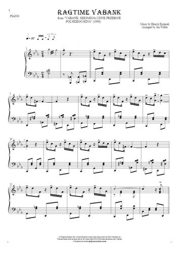 Ragtime Vabank - Notes for piano solo