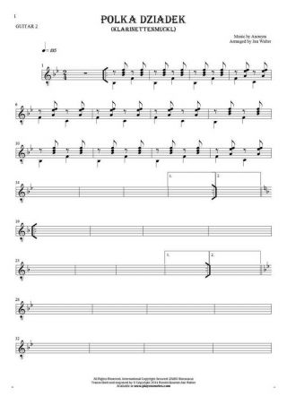 Polka Dziadek (Klarinettenmuckl) - Noten für Gitarre - Gitarrestimme 2