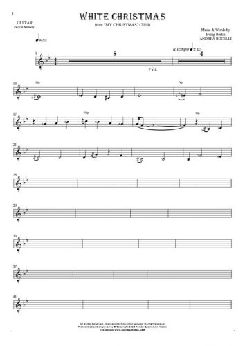 White Christmas - Notes for guitar - melody line