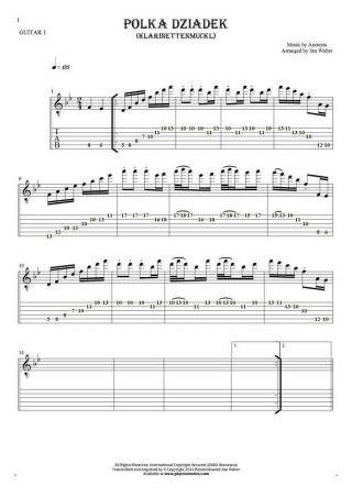 Polka Dziadek (Klarinettenmuckl) - Notes and tablature for guitar - guitar 1 part