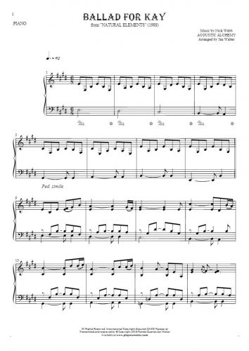 Ballad For Kay - Noten für Klavier Solo