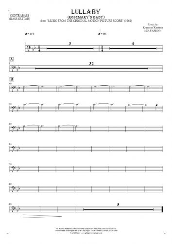 Lullaby - Rosemary's Baby - Notes for contrabass or bass guitar