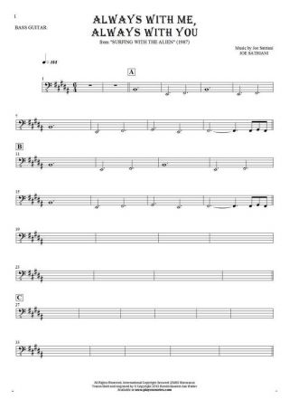 Always With Me, Always With You - Notes for bass guitar