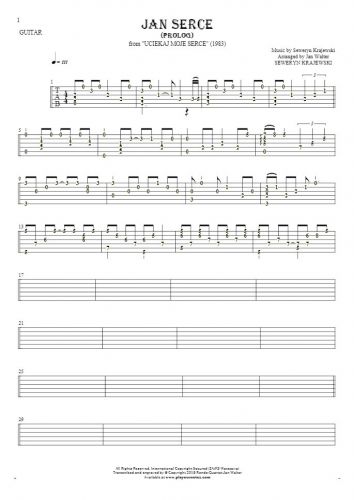 Jan Serce - Prolog - Tablature (rhythm. values) for guitar solo (fingerstyle)