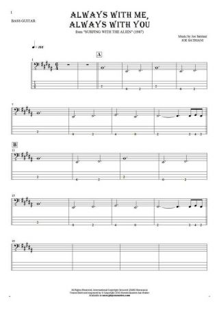 Always With Me, Always With You - Notes and tablature for bass guitar