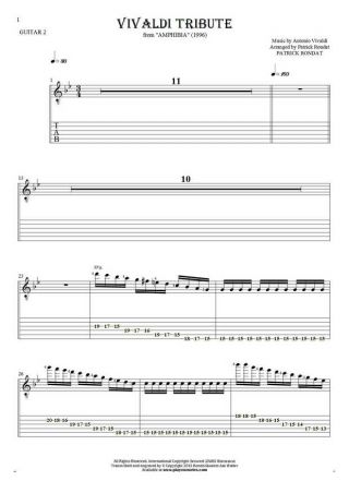 Vivaldi Tribute - Notes and tablature for guitar - guitar 2 part