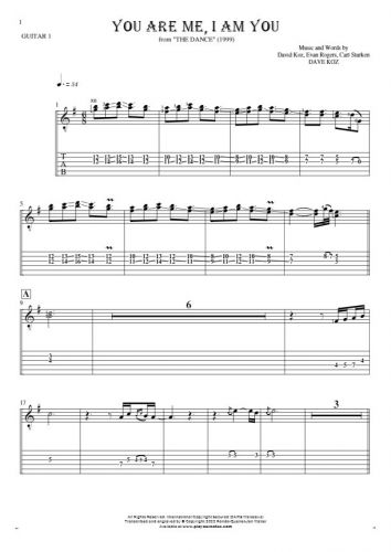 You Are Me, I Am You - Notes and tablature for guitar - guitar 1 part
