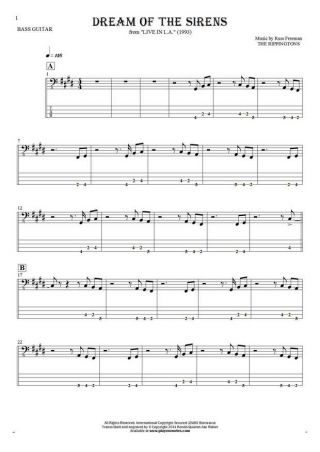 Dream Of The Sirens - Notes and tablature for bass guitar
