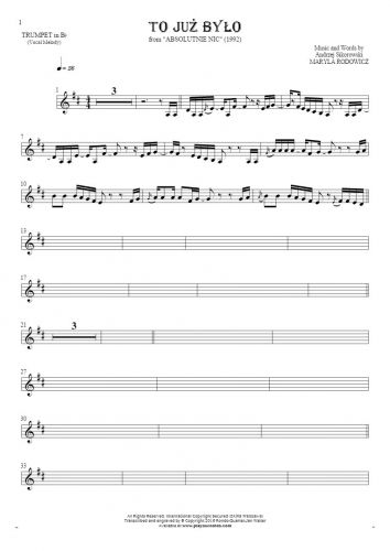To już było - Notes for trumpet - melody line